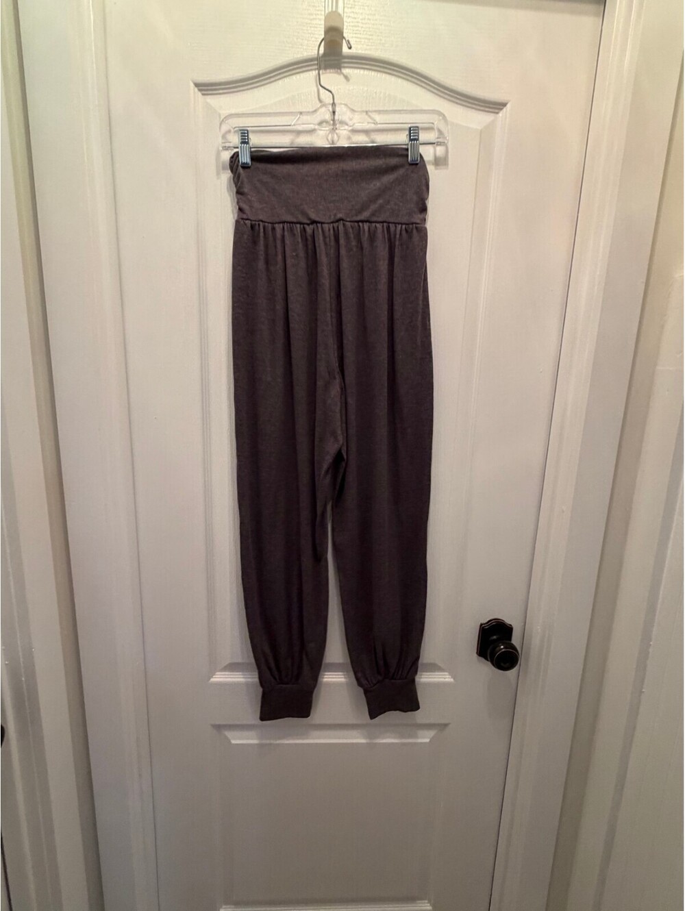 Gray Harem Pants Womens M Pull On Elastic Waist Tapered Cuffs [COPY]